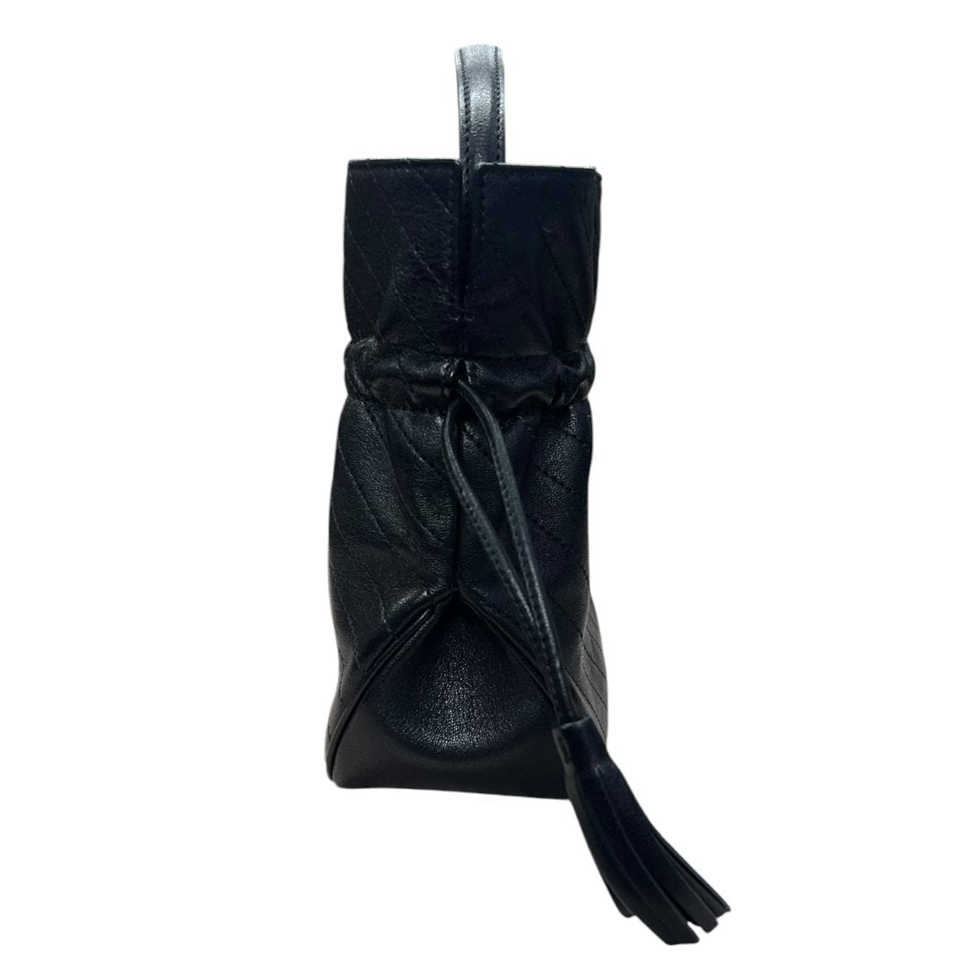 GUCCI Quilted Leather GG Marmont Matelassé Mini Bucket Bag Bucket Bag Black Silver Hardware | Authentic Pre-Owned Luxury
