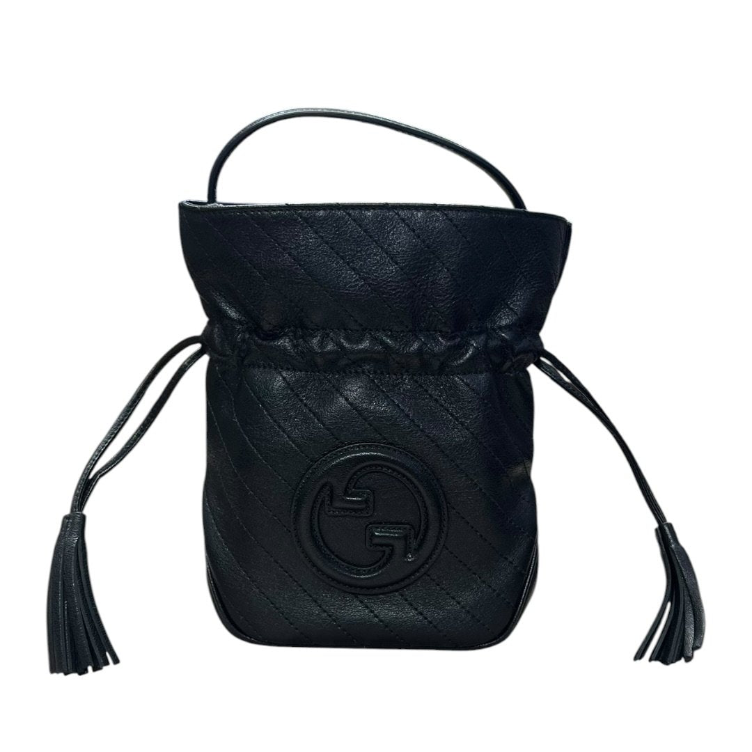 GUCCI Quilted Leather GG Marmont Matelassé Mini Bucket Bag Bucket Bag Black Silver Hardware | Authentic Pre-Owned Luxury