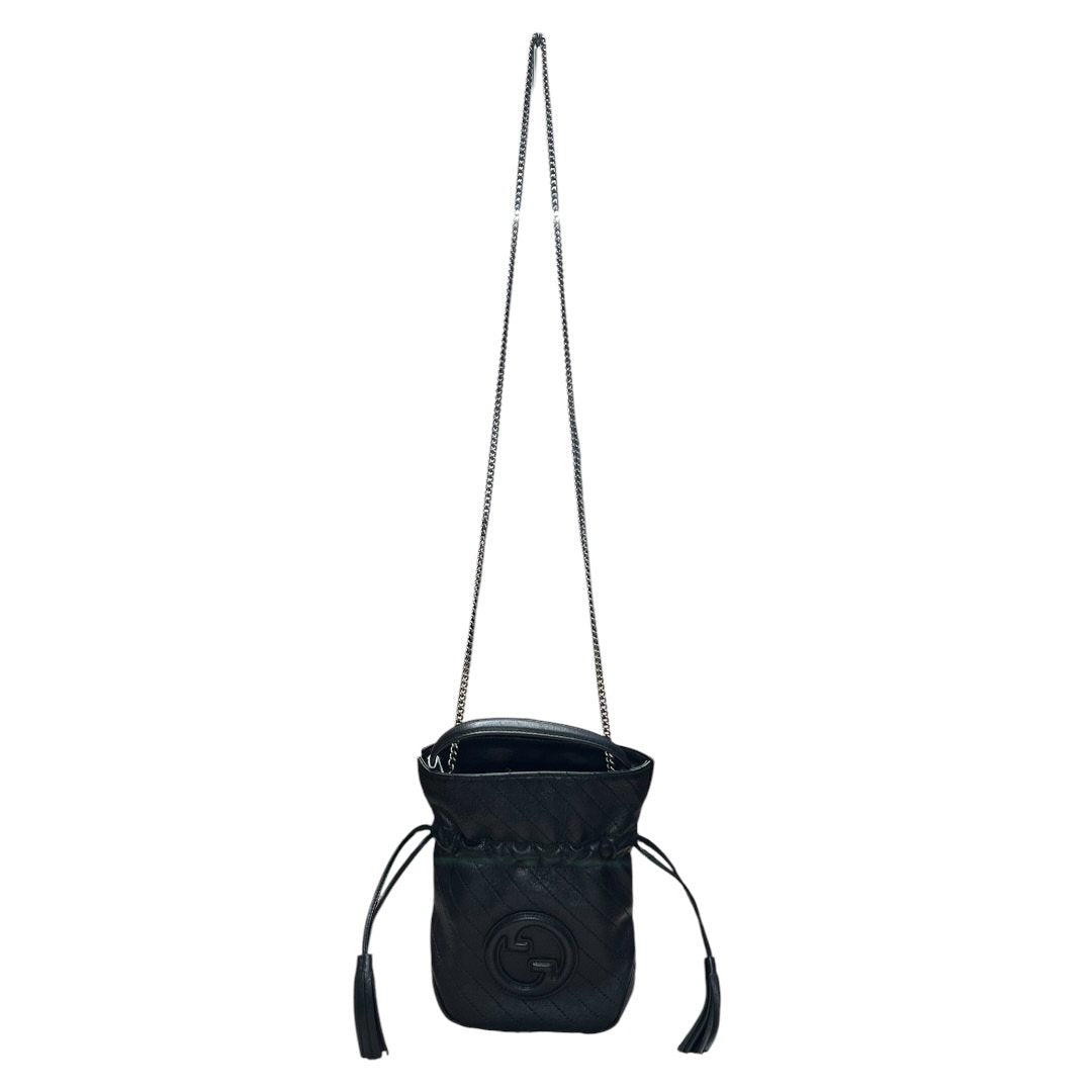 GUCCI Quilted Leather GG Marmont Matelassé Mini Bucket Bag Bucket Bag Black Silver Hardware | Authentic Pre-Owned Luxury