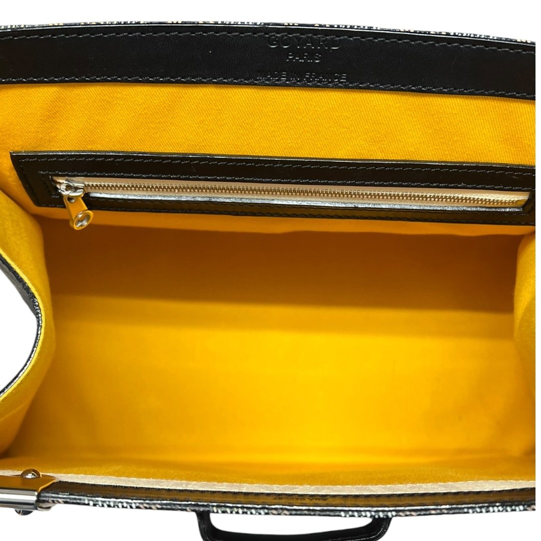 GOYARD Goyardine Canvas Trunk Handbag Black / Tan / Yellow Silver Hardware | Authentic Pre-Owned Luxury