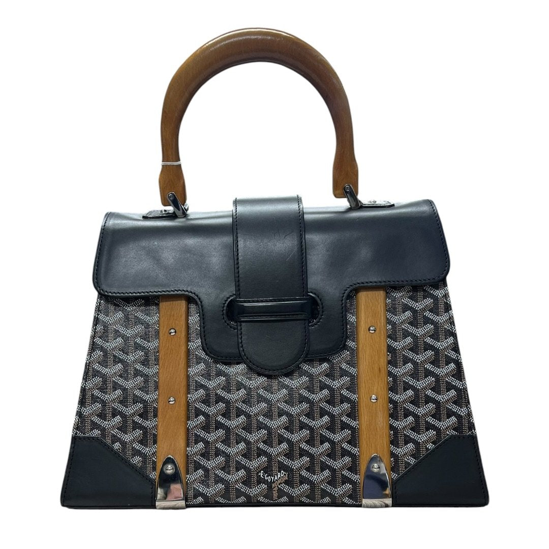 GOYARD Goyardine Canvas Trunk Handbag Black / Tan / Yellow Silver Hardware | Authentic Pre-Owned Luxury