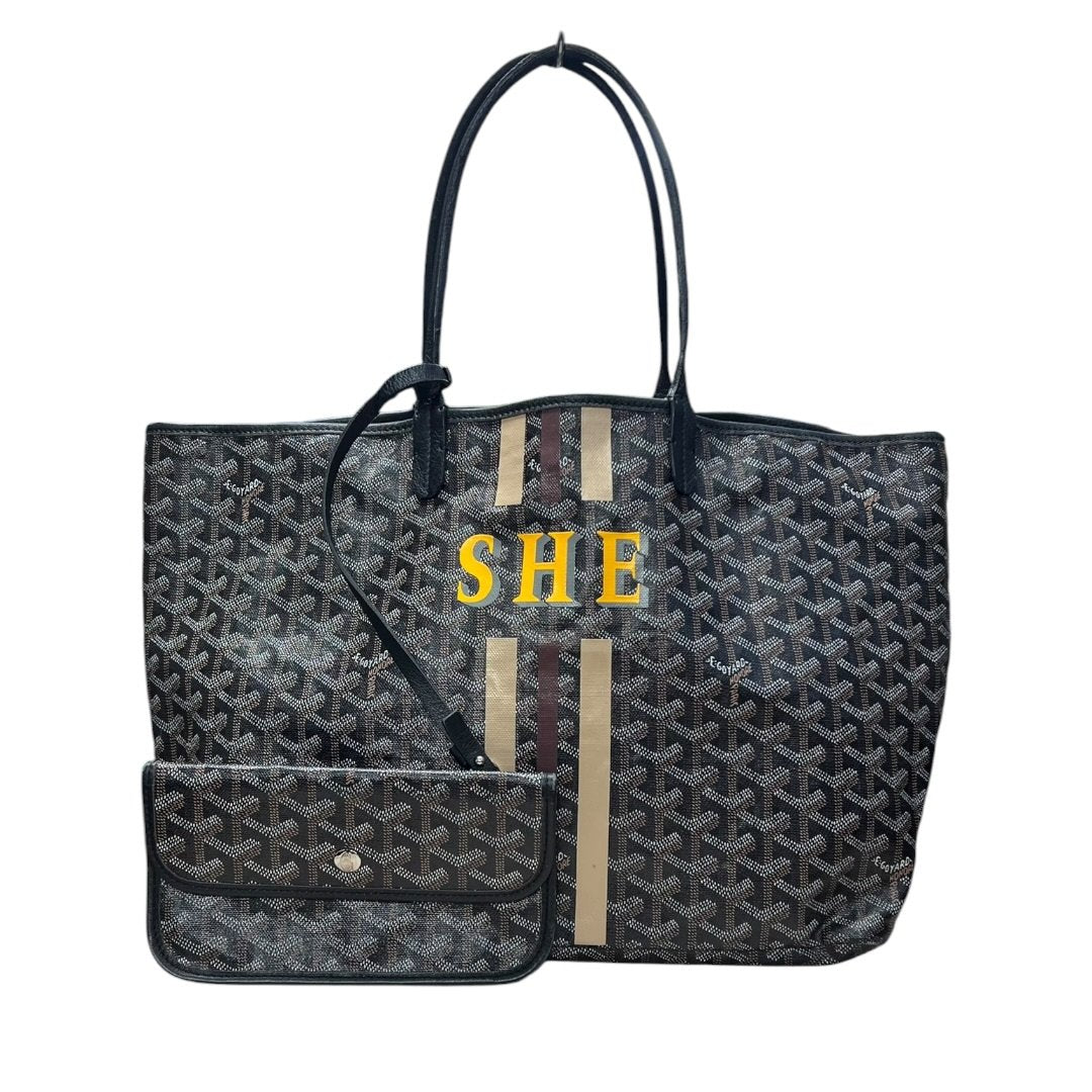 GOYARD Goyardine Canvas Saint Louis GM Tote Bag Black (Multi-color Monogram, Personalized) Silver Hardware | Authentic Pre-Owned Luxury