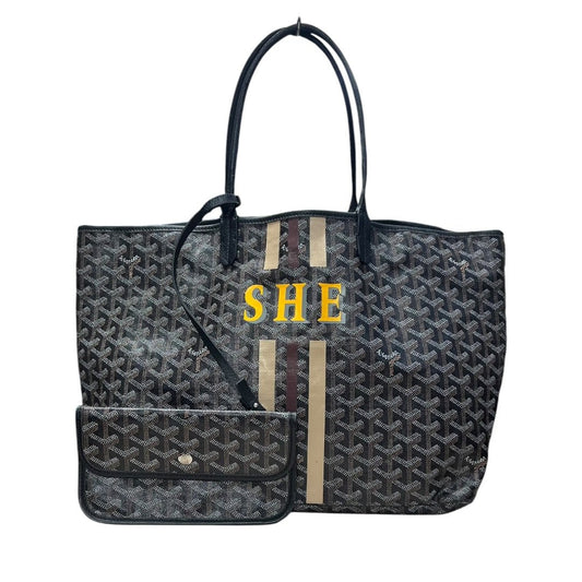 GOYARD Goyardine Canvas Saint Louis GM Tote Bag Black (Multi-color Monogram, Personalized) Silver Hardware | Authentic Pre-Owned Luxury
