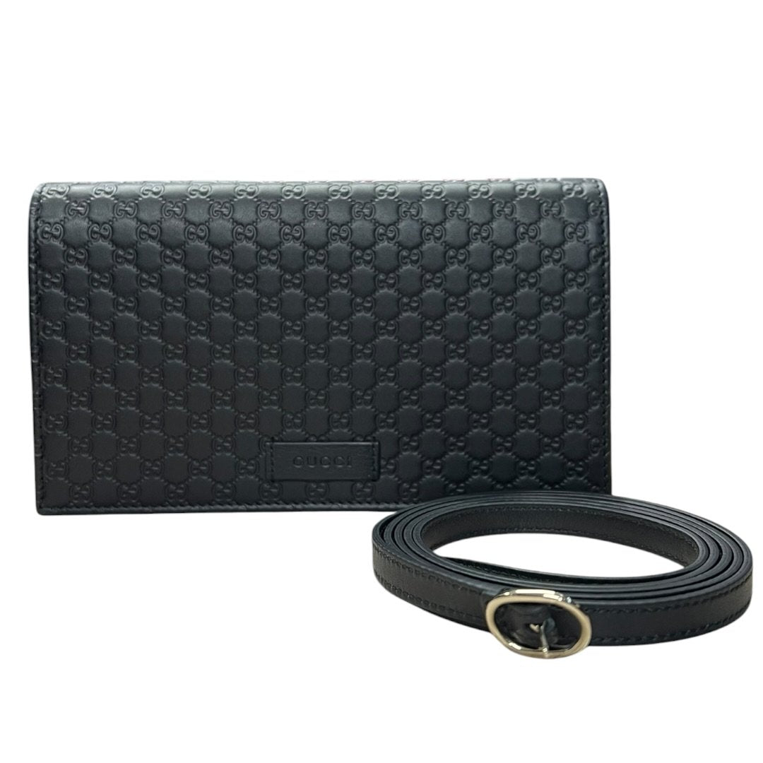 GUCCI Microguccissima Continental Wallet on Chain Wallet / Wallet-on-Chain Black Gold Hardware | Authentic Pre-Owned Luxury