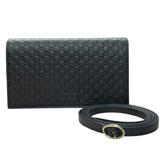 GUCCI Microguccissima Continental Wallet on Chain Wallet / Wallet-on-Chain Black Gold Hardware | Authentic Pre-Owned Luxury