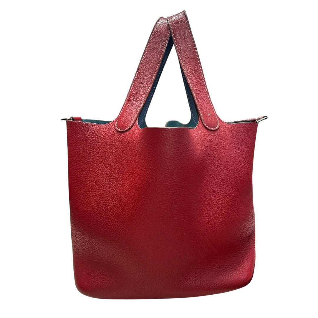HERMES Clemence Picotin Lock Handbag Red and Blue Silver Hardware | Authentic Pre-Owned Luxury