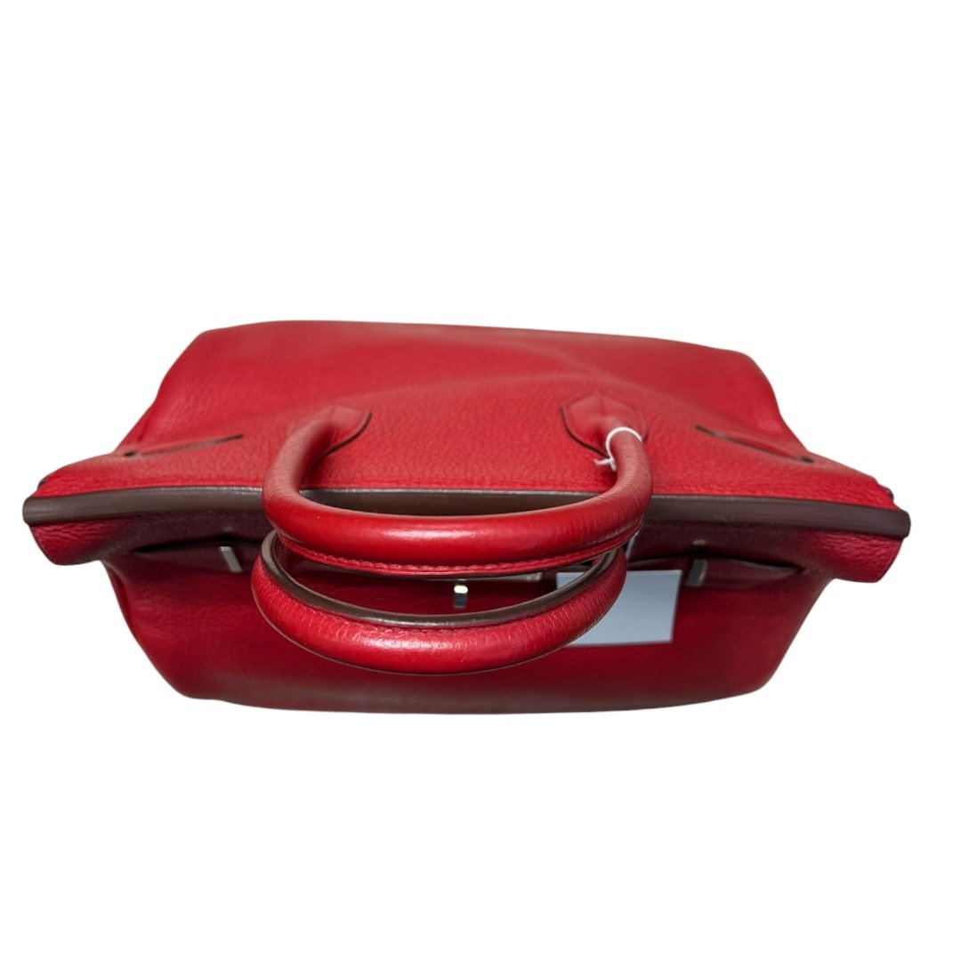 HERMES Clemence Birkin Handbag Red Silver Hardware | Authentic Pre-Owned Luxury