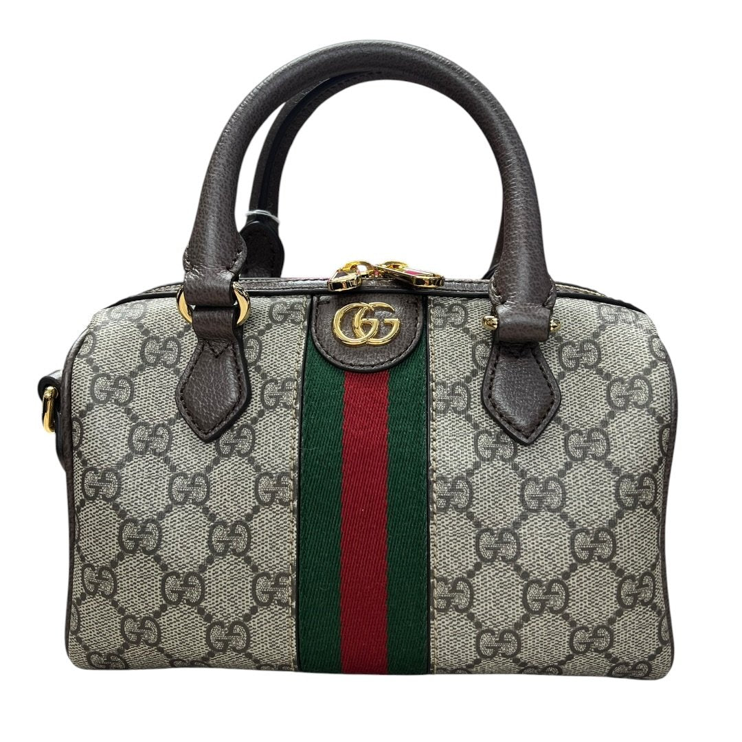 GUCCI GG Supreme Canvas Ophidia Mini Top Handle Bag Handbag Beige, Ebony, Dark Brown, Green, Red Gold Hardware | Authentic Pre-Owned Luxury