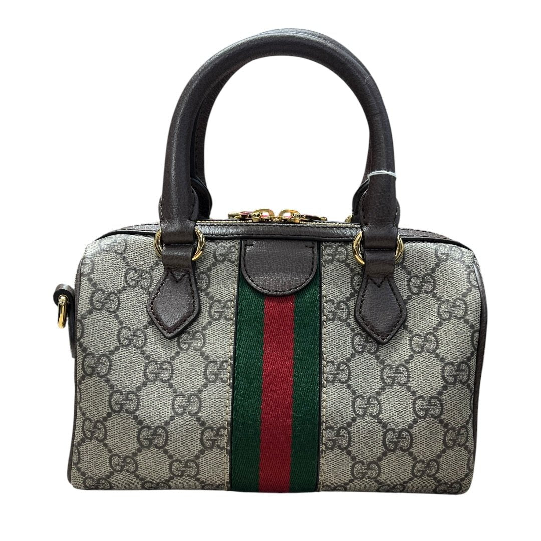 GUCCI GG Supreme Canvas Ophidia Mini Top Handle Bag Handbag Beige, Ebony, Dark Brown, Green, Red Gold Hardware | Authentic Pre-Owned Luxury