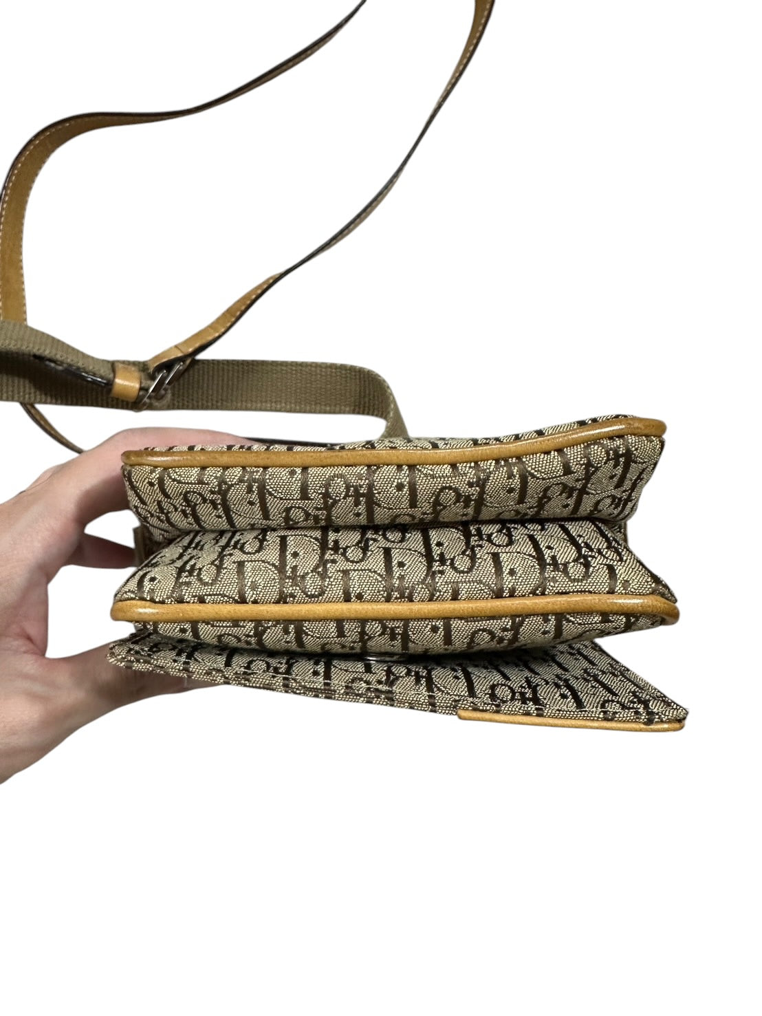 Christian Dior Trotter Shoulder Bag Beige Yellow Leather | Authentic Pre-Owned Luxury