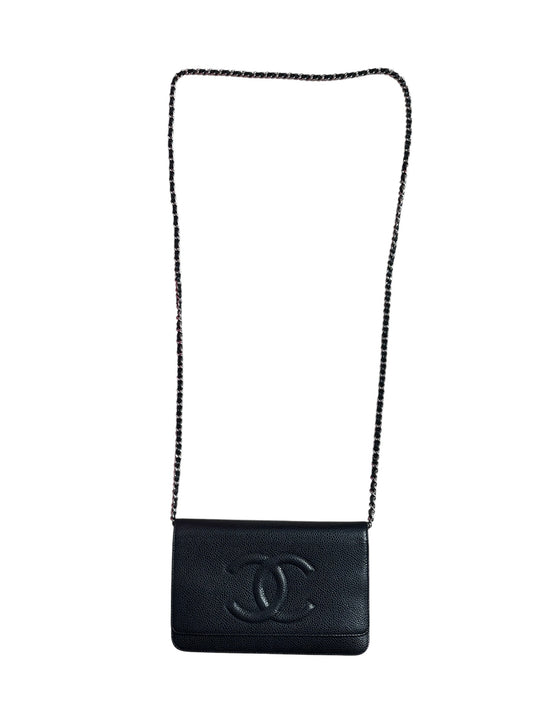 CHANEL Caviar Timeless CC Wallet on Chain WOC Crossbody Bag Black Silver Hardware | Authentic Pre-Owned Luxury