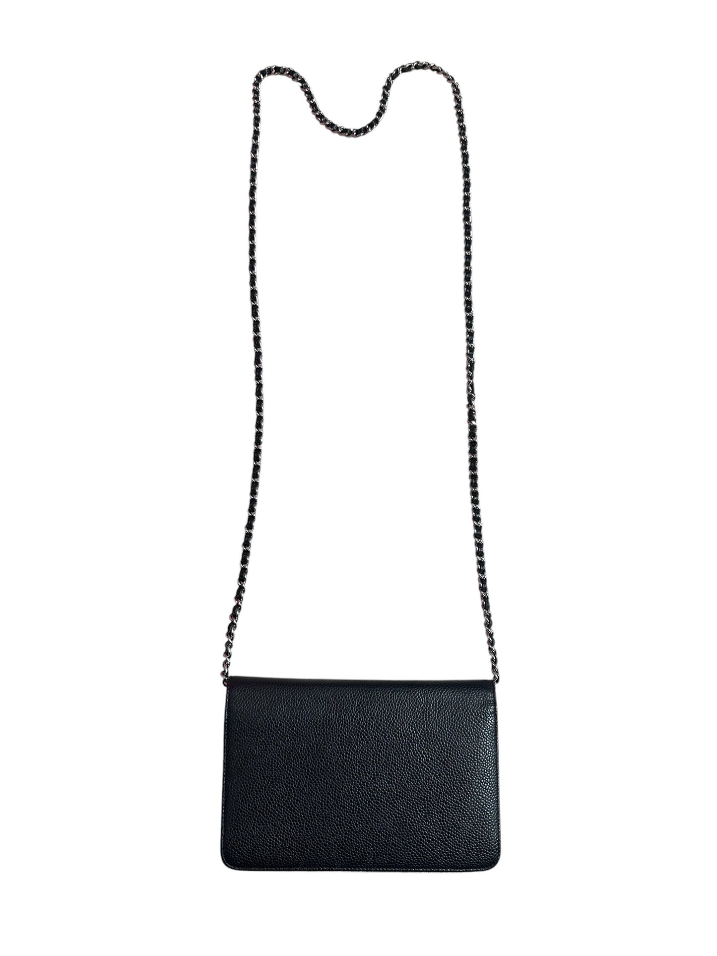 CHANEL Caviar Timeless CC Wallet on Chain WOC Crossbody Bag Black Silver Hardware | Authentic Pre-Owned Luxury