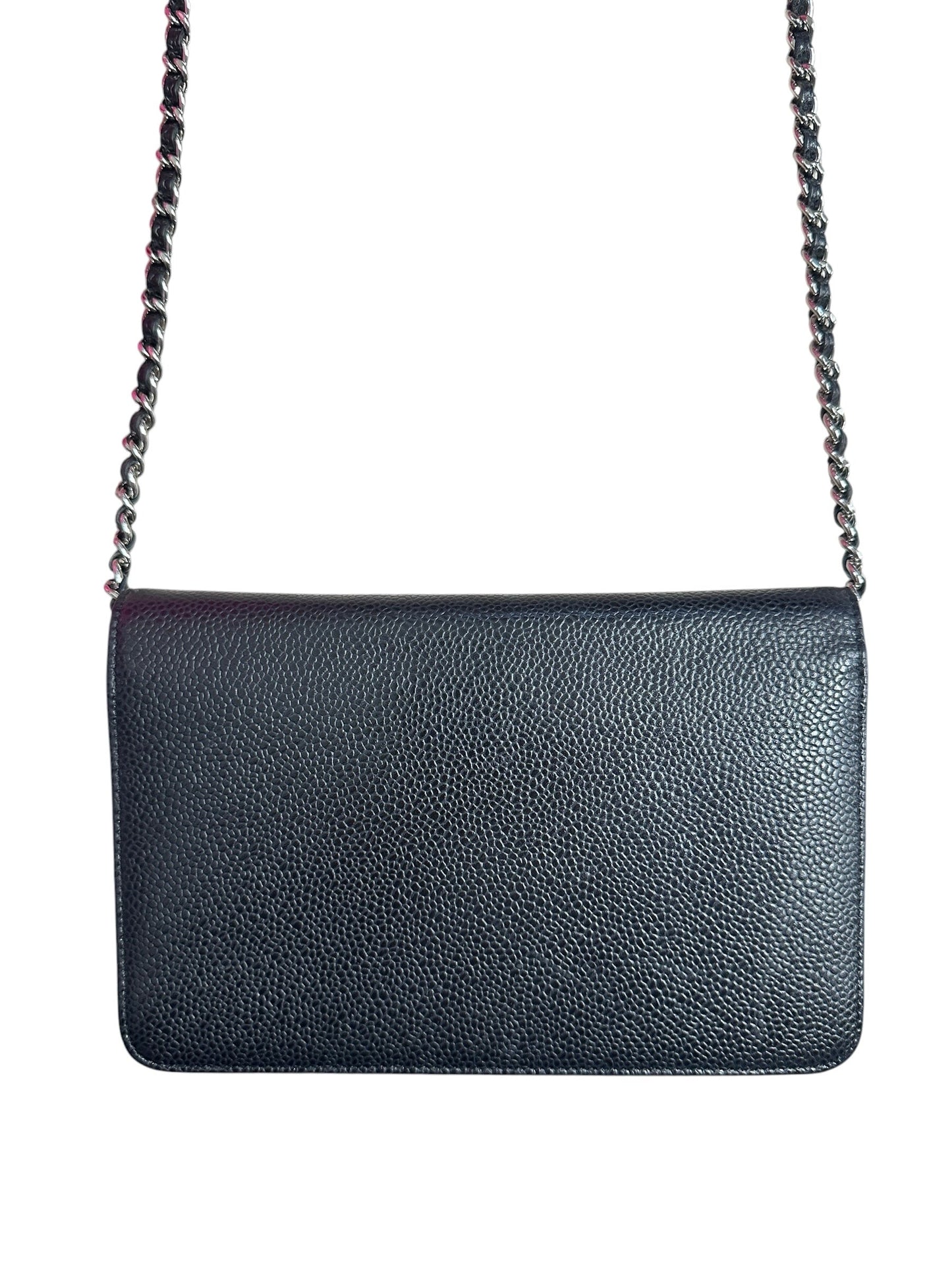 CHANEL Caviar Timeless CC Wallet on Chain WOC Crossbody Bag Black Silver Hardware | Authentic Pre-Owned Luxury