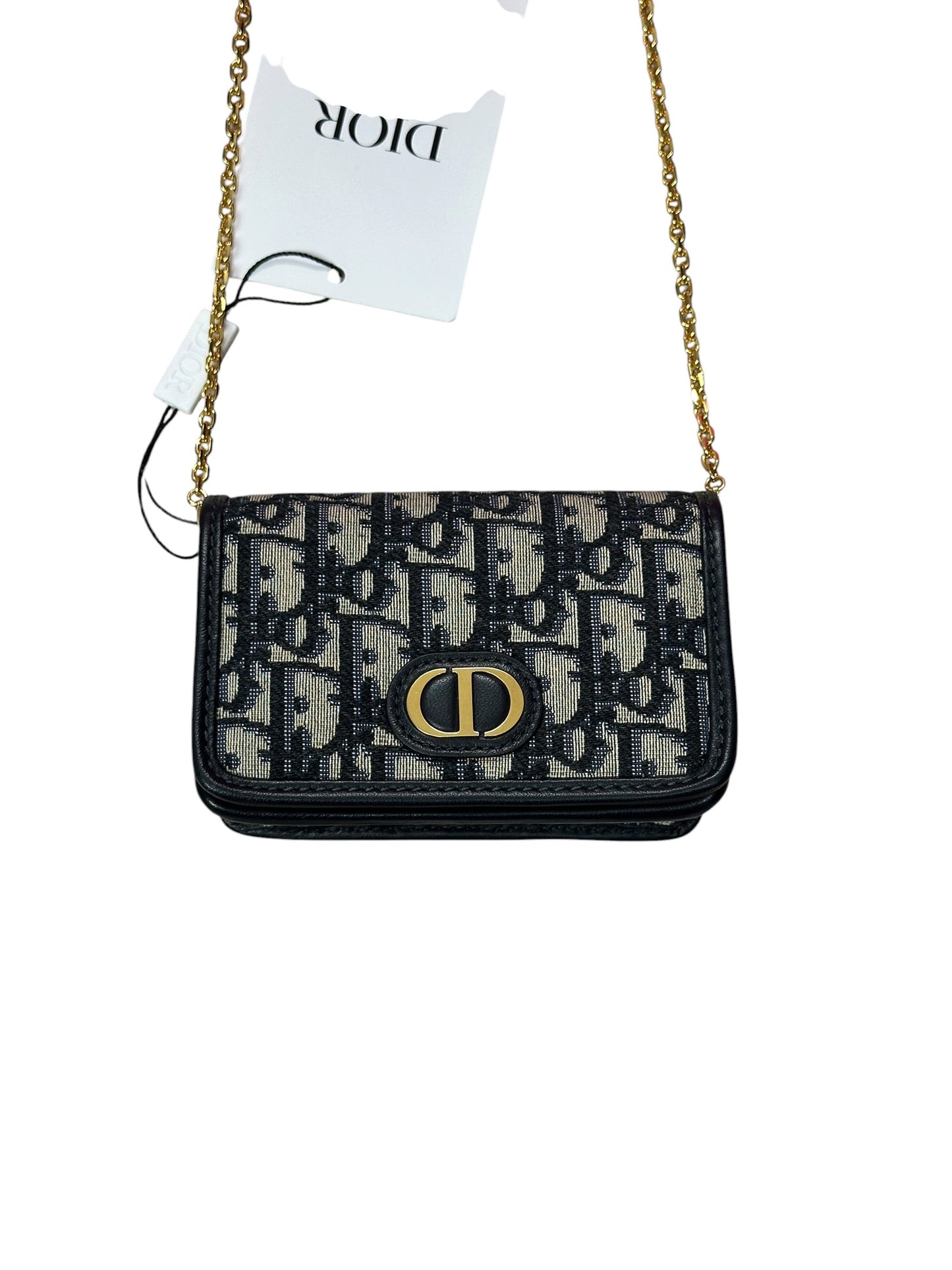 Christian Dior Oblique Jacquard 30 Montaigne 2-in-1 Pouch Navy Gold Hardware | Authentic Pre-Owned Luxury