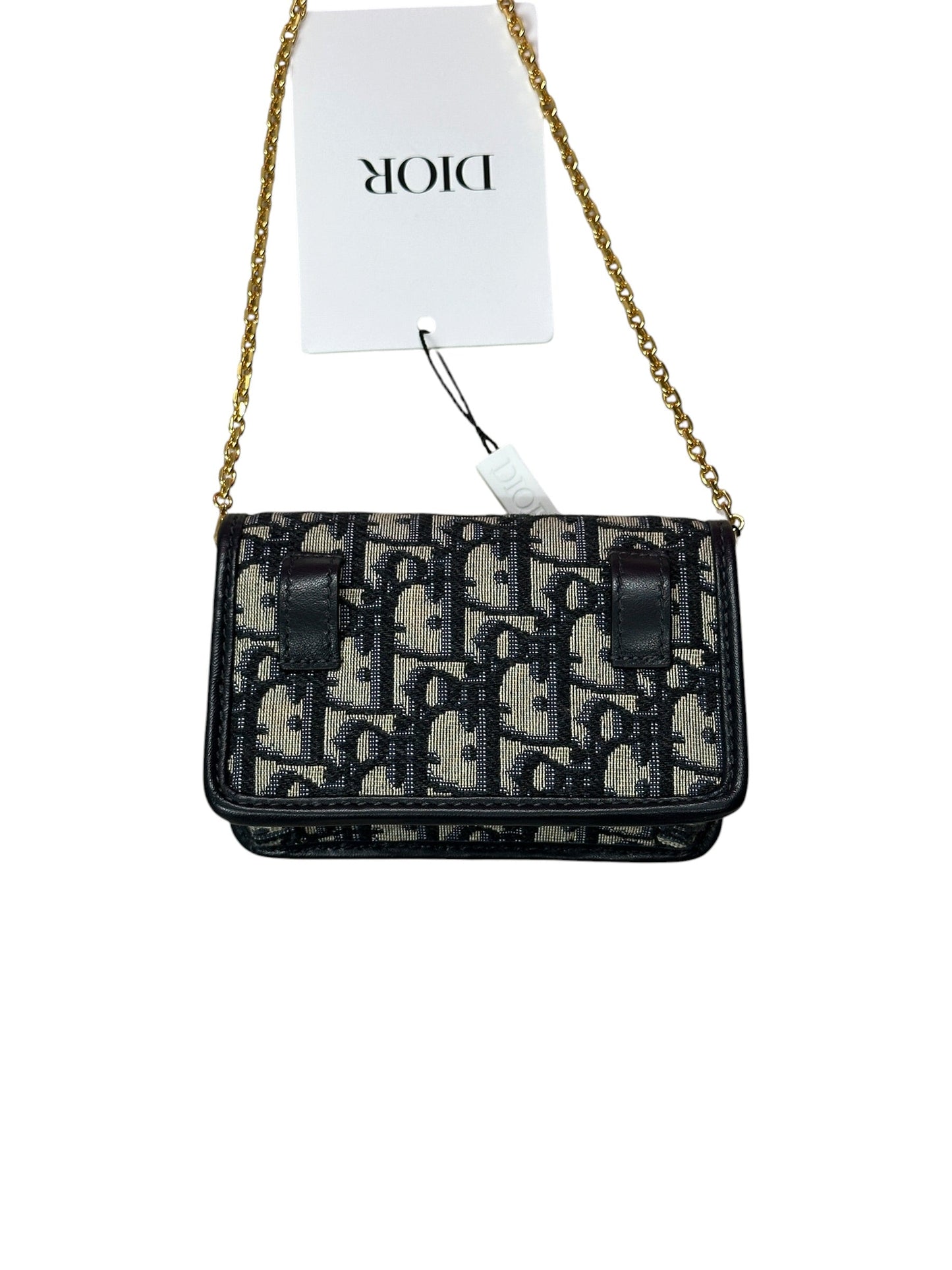 Christian Dior Oblique Jacquard 30 Montaigne 2-in-1 Pouch Navy Gold Hardware | Authentic Pre-Owned Luxury
