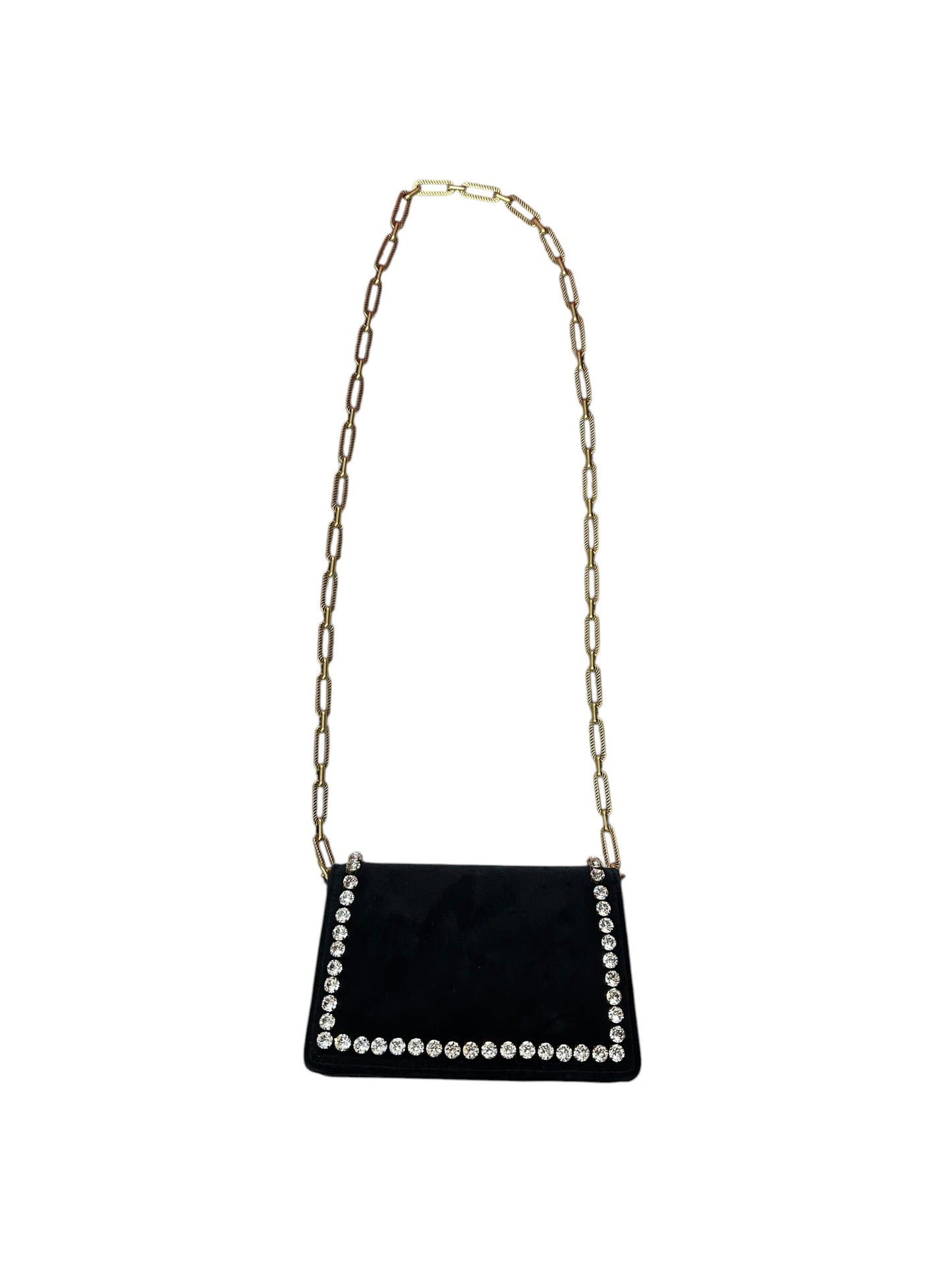GUCCI Broadway Velvet Bee Crystal Mini Shoulder Bag Black Gold Hardware