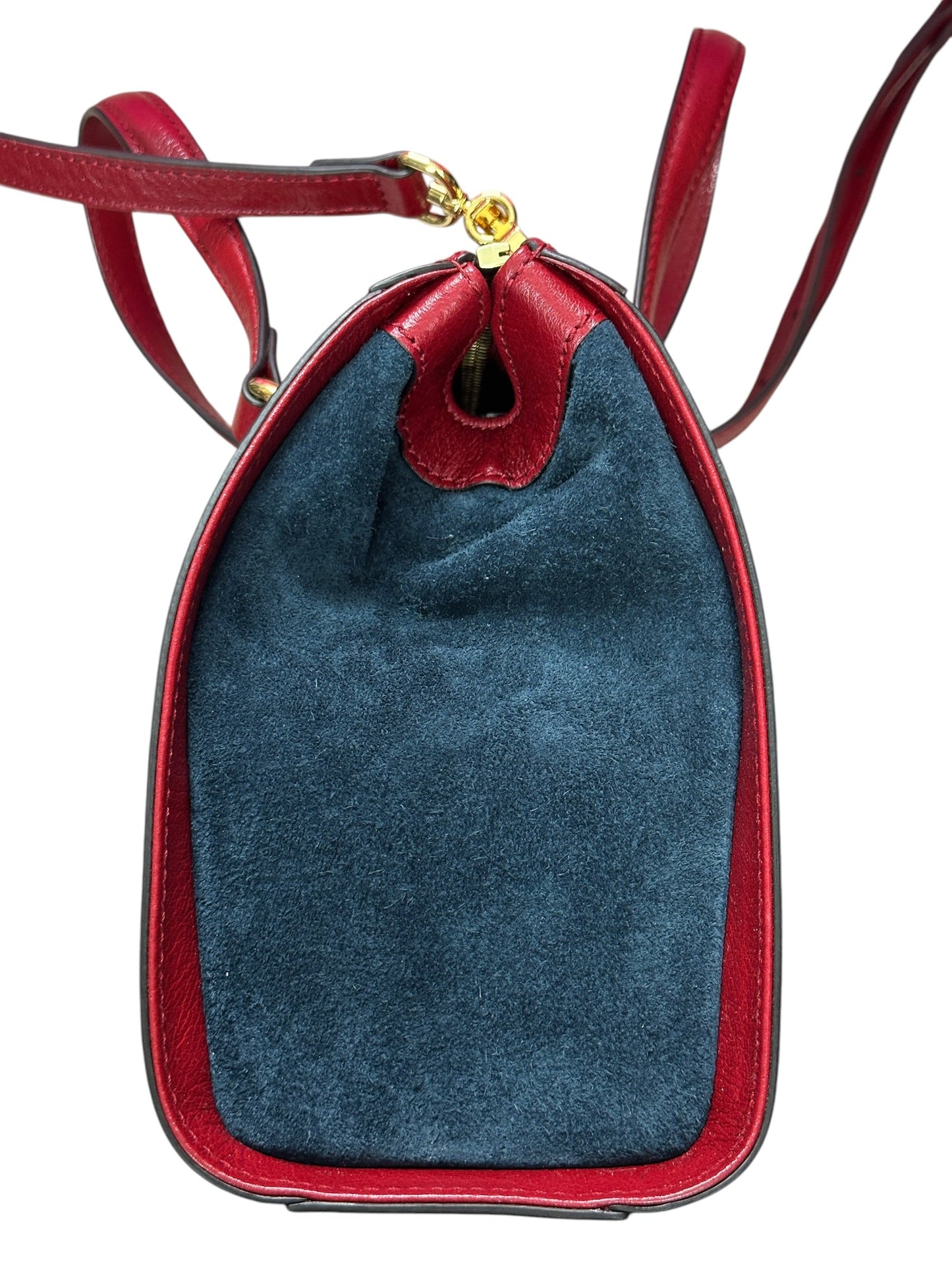 Gucci Suede Calfskin Ophidia Tote Bag Navy Red Gold Hardware | Authentic Pre-Owned Luxury