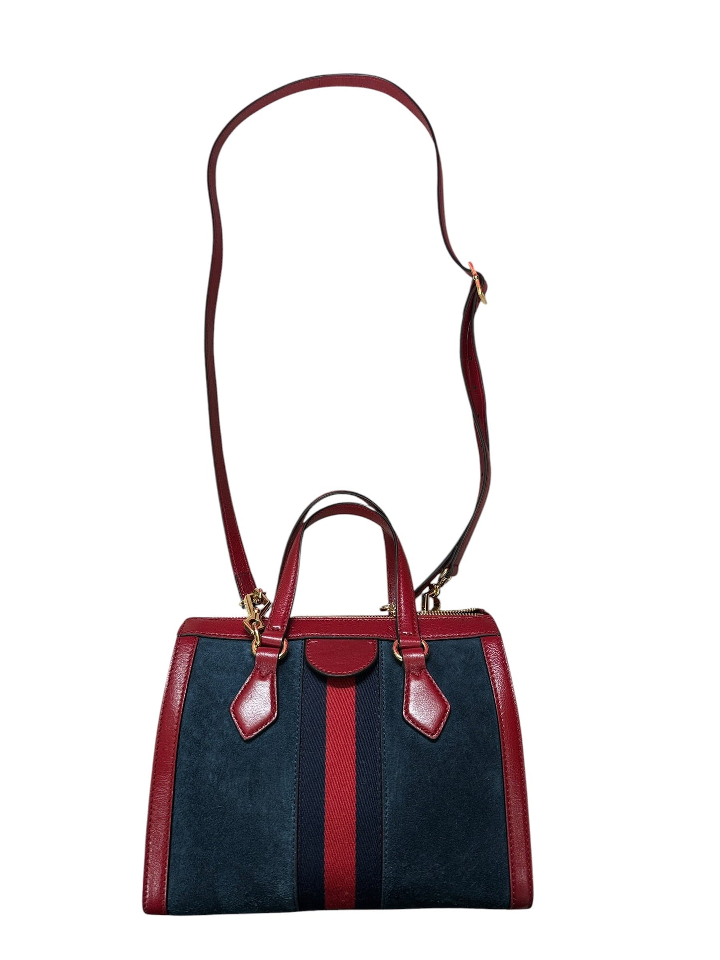 Gucci Suede Calfskin Ophidia Tote Bag Navy Red Gold Hardware | Authentic Pre-Owned Luxury