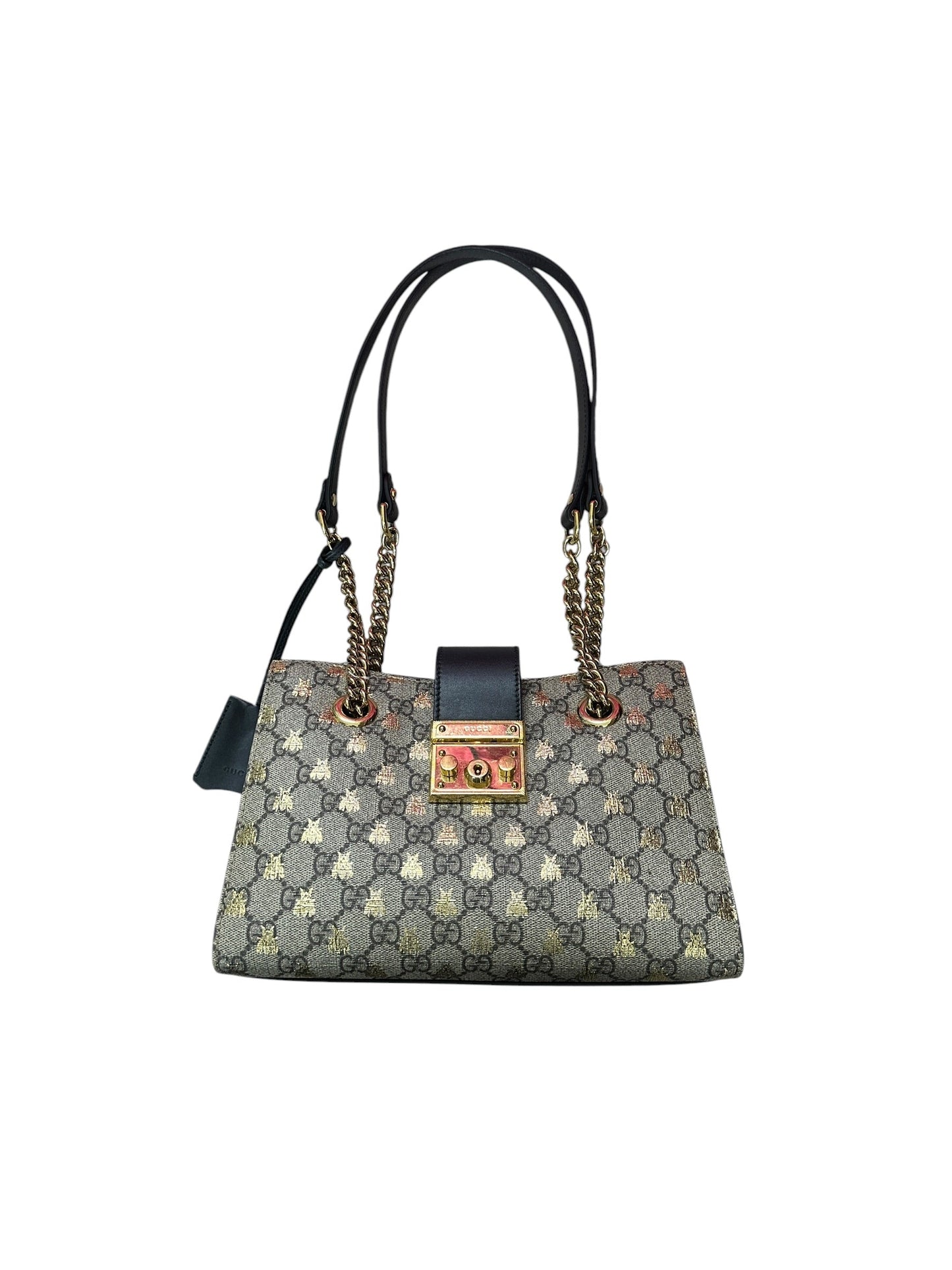 Gucci GG Supreme Canvas Padlock Animalier Bee Small Shoulder Bag Brown Gold Hardware | Authentic Pre-Owned Luxury
