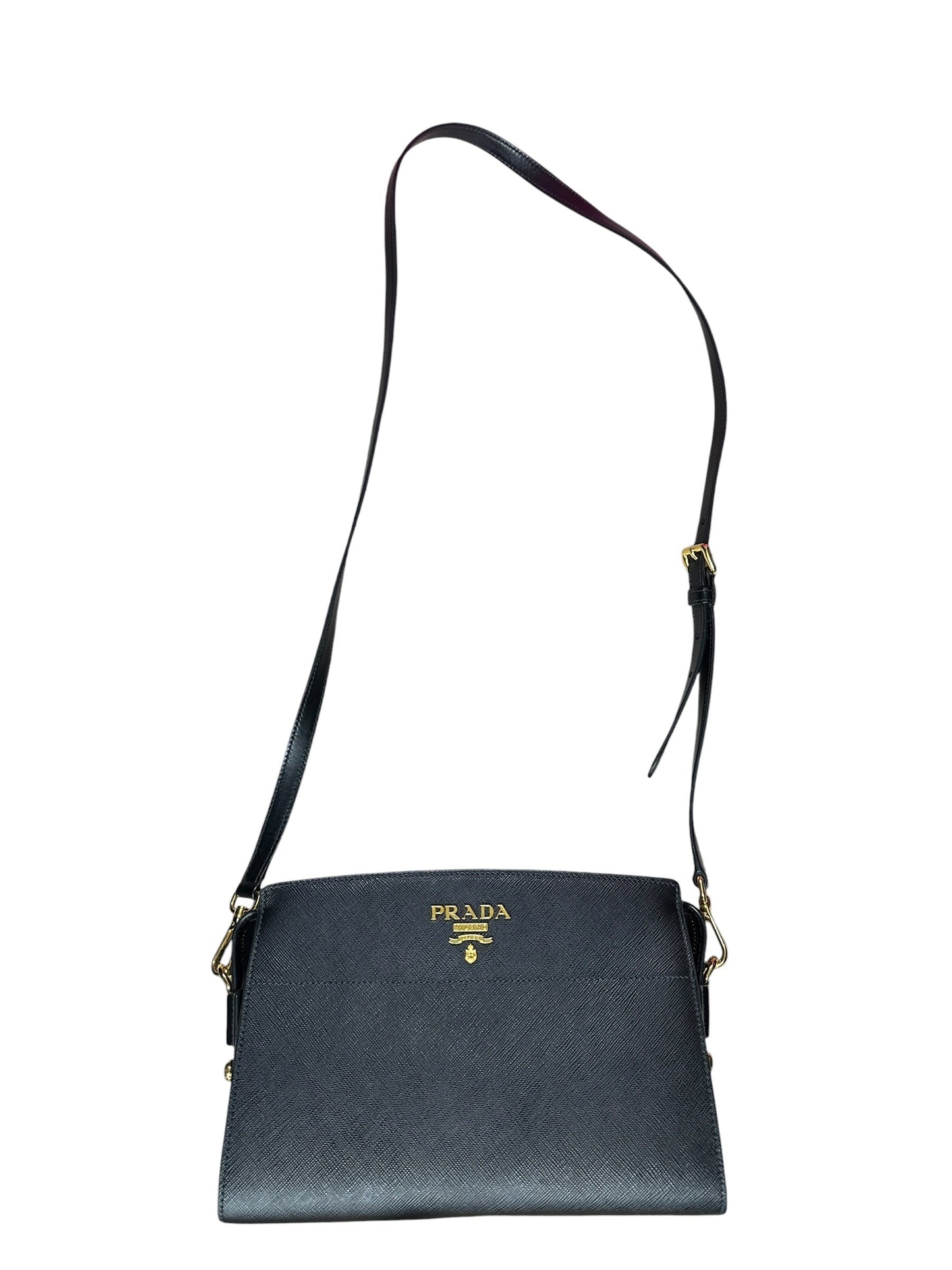 Prada Saffiano Lux Leather Crossbody Bag Black Gold Hardware | Authentic Pre-Owned Luxury