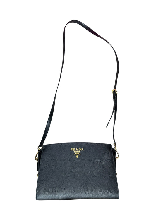 Prada Saffiano Lux Leather Crossbody Bag Black Gold Hardware | Authentic Pre-Owned Luxury