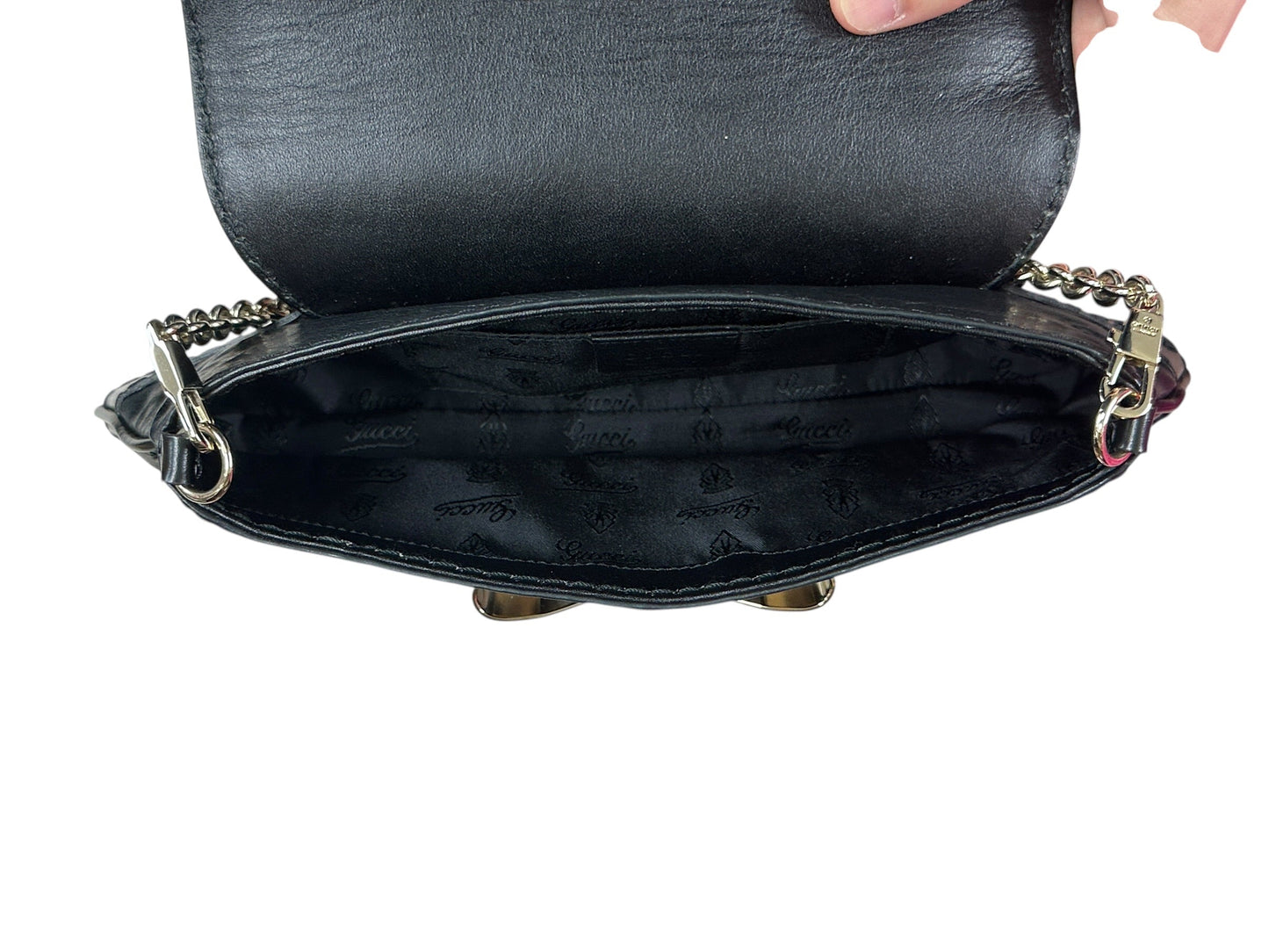 Gucci Calfskin Queen Margaret Clutch Bag Black Gold Hardware | Authentic Pre-Owned Luxury
