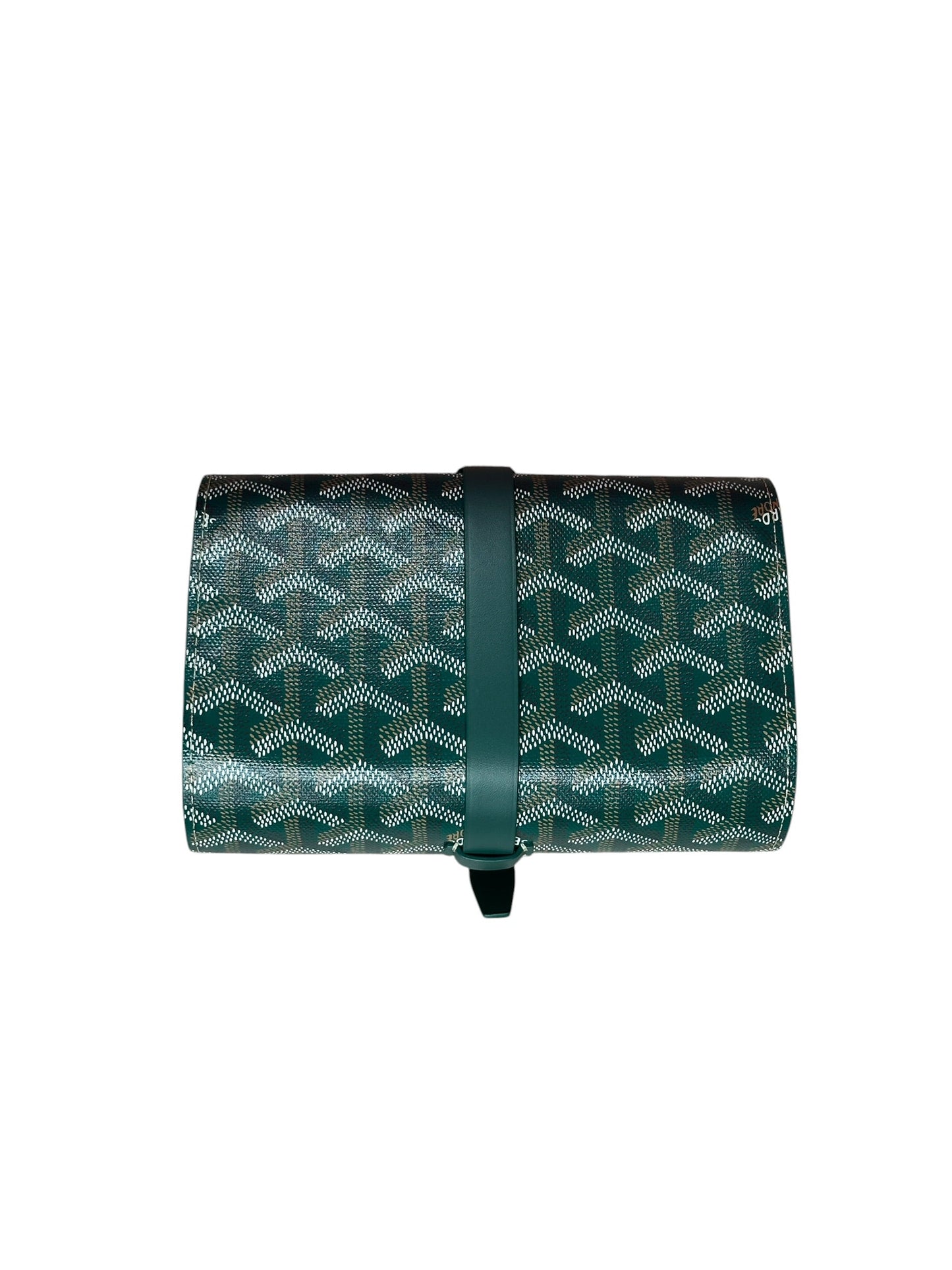 Goyard Goyardine Tri-Fold Travel Pouch Green Silver Hardware | Authentic Pre-Owned Luxury