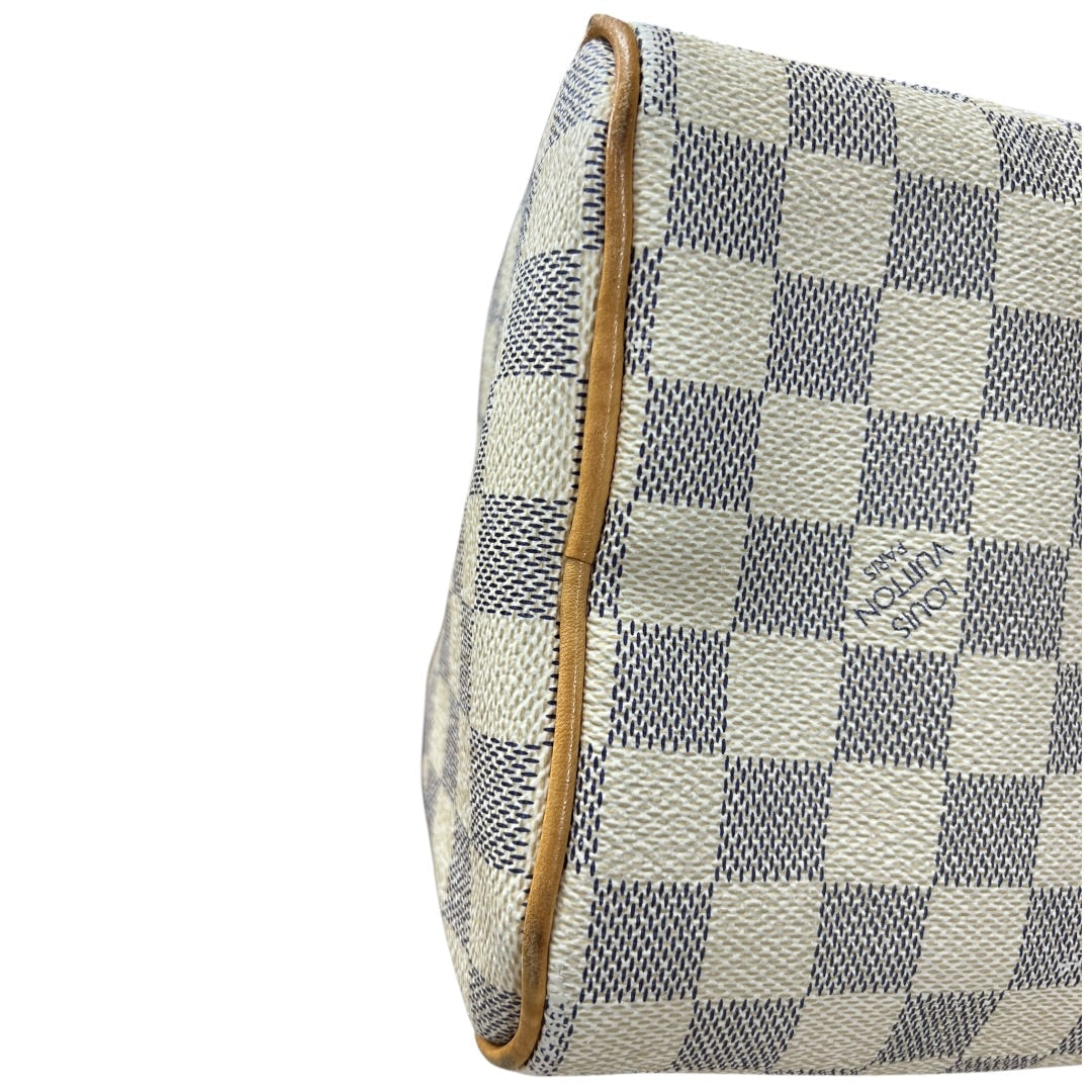 LOUIS VUITTON Damier Azur Speedy 25 Handbag White, Blue Gold Hardware | Authentic Pre-Owned Luxury