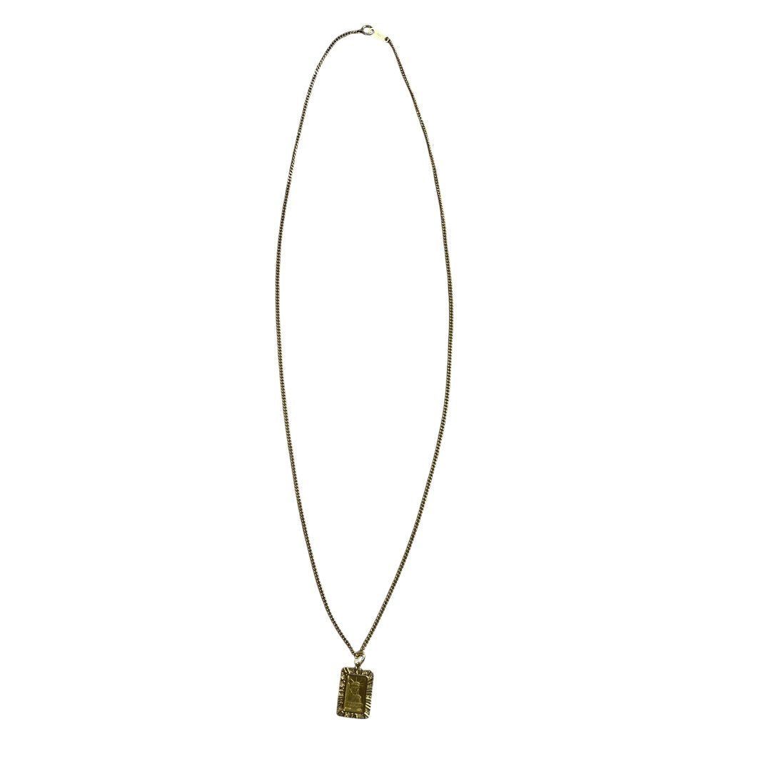 24K Gold Bar Pendant Necklace