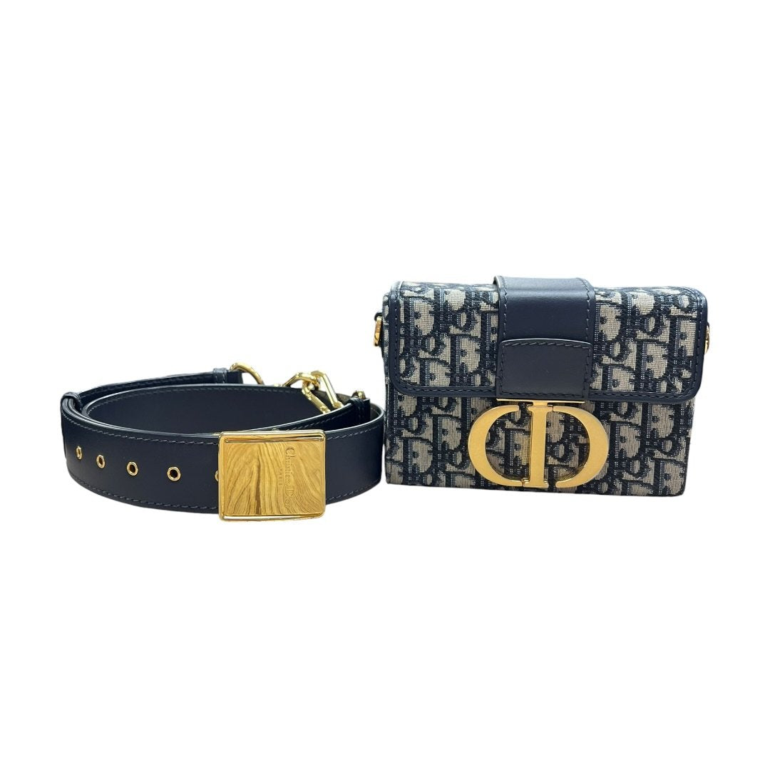 DIOR Oblique Canvas 30 Montaigne Belt Pouch Belt Bag Blue, Beige, Navy Gold Hardware | Authentic Pre-Owned Luxury