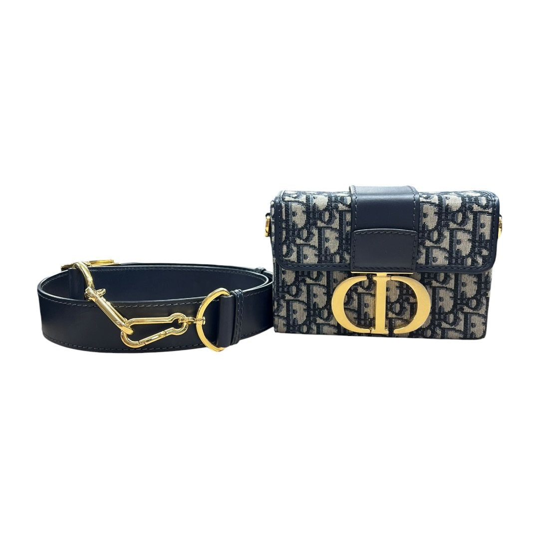 DIOR Oblique Canvas 30 Montaigne Belt Pouch Belt Bag Blue, Beige, Navy Gold Hardware | Authentic Pre-Owned Luxury