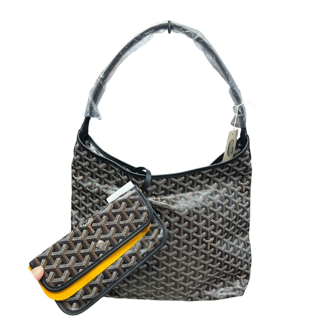 GOYARD Goyardine Canvas Hobo Shoulder Bag Shoulder Bag Black / Tan Silver Hardware | Authentic Pre-Owned Luxury