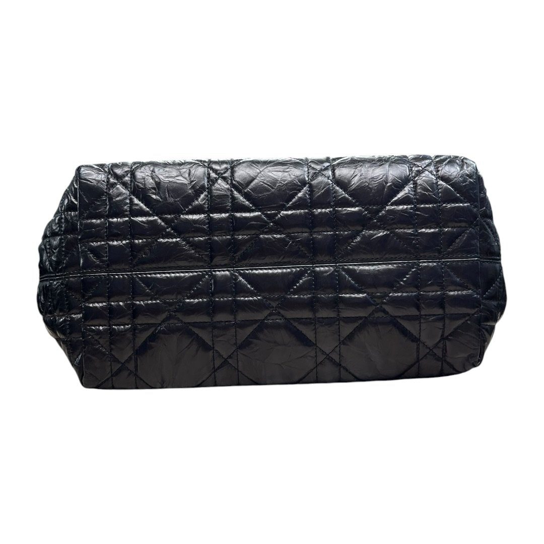 CHRISTIAN DIOR Glazed Leather Cannage Tote Tote Bag Black Black-tone Hardware | Authentic Pre-Owned Luxury