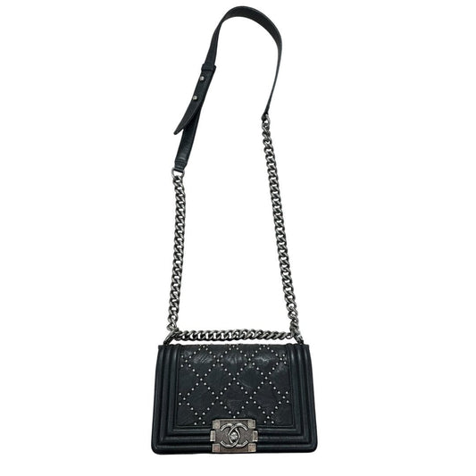 CHANEL Aged Calfskin Boy Bag Black Ruthenium