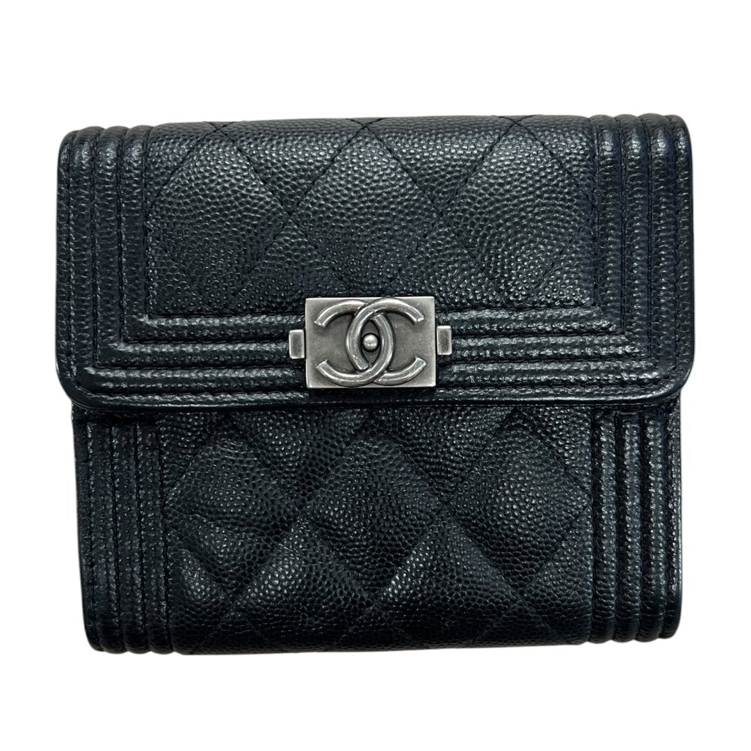 CHANEL Boy Chanel Small Flap Wallet Black Silver
