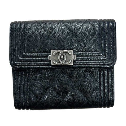 CHANEL Boy Chanel Small Flap Wallet Black Silver