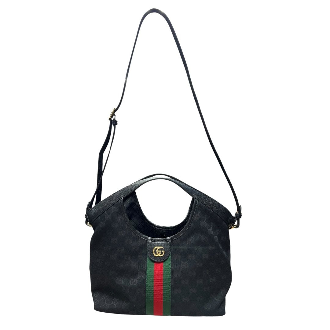 GUCCI GG Canvas Ophidia Hobo Bag Shoulder Bag Black Gold Hardware | Authentic Pre-Owned Luxury