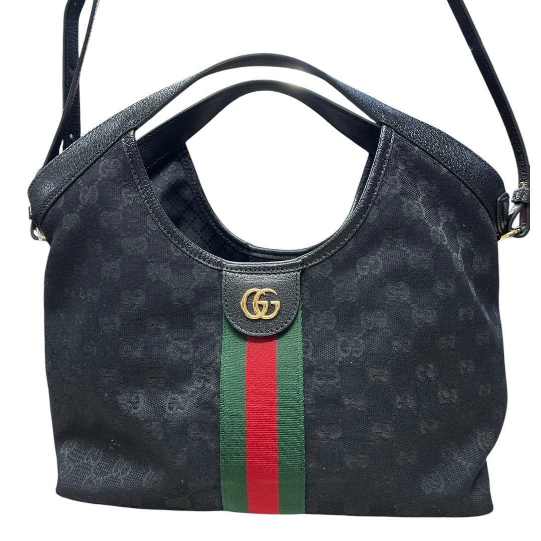 GUCCI GG Canvas Ophidia Hobo Bag Shoulder Bag Black Gold Hardware | Authentic Pre-Owned Luxury