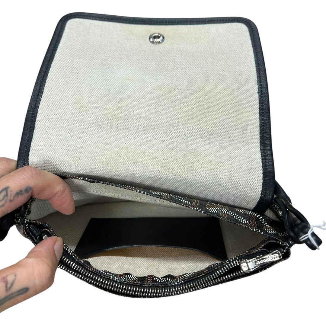 GOYARD Goyardine Canvas Plumet Pochette Shoulder Bag Black, Tan, White Silver Hardware | Authentic Pre-Owned Luxury