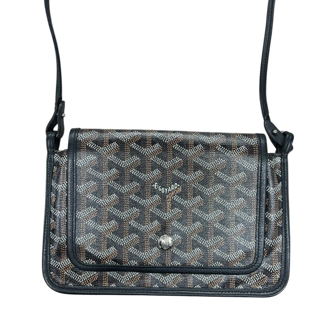 GOYARD Goyardine Canvas Plumet Pochette Shoulder Bag Black, Tan, White Silver Hardware | Authentic Pre-Owned Luxury