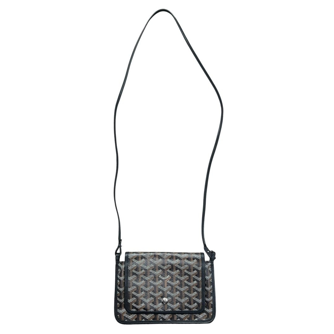 GOYARD Goyardine Canvas Plumet Pochette Shoulder Bag Black, Tan, White Silver Hardware | Authentic Pre-Owned Luxury