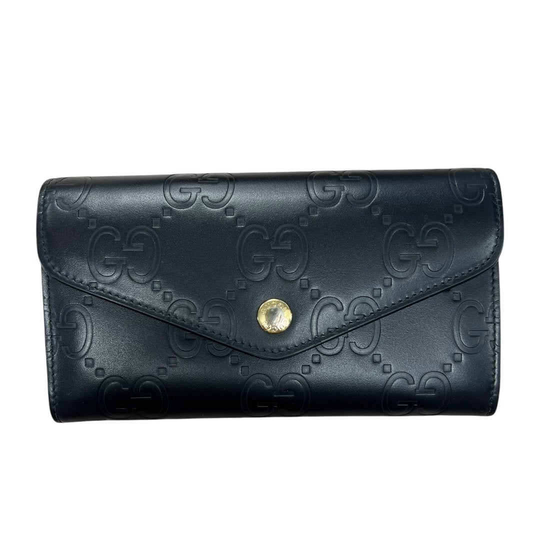 GUCCI GG Embossed Leather GG Embossed Continental Wallet Wallet Black Gold Hardware | Authentic Pre-Owned Luxury
