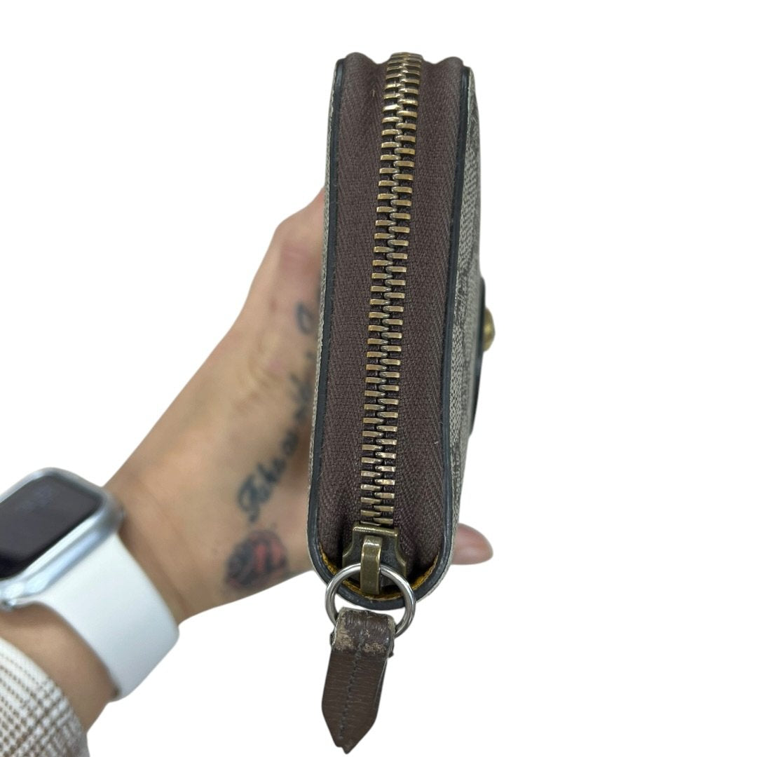GUCCI GG Supreme Canvas & Leather Neo Vintage GG Supreme Continental Wallet Wallet Beige, Ebony, Brown, Yellow Gold-tone Hardware | Authentic Pre-Owned Luxury
