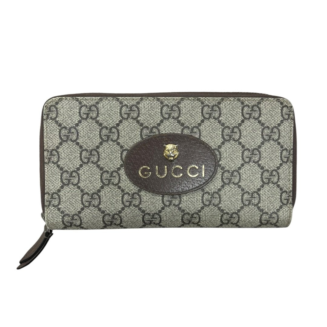 GUCCI GG Supreme Canvas & Leather Neo Vintage GG Supreme Continental Wallet Wallet Beige, Ebony, Brown, Yellow Gold-tone Hardware | Authentic Pre-Owned Luxury
