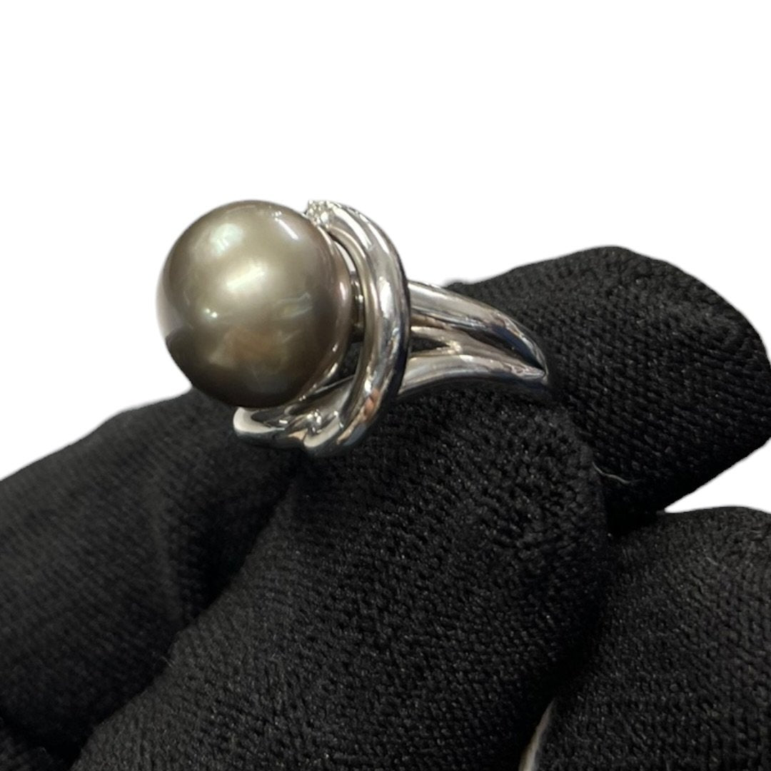Pearl Platinum Diamond Ring