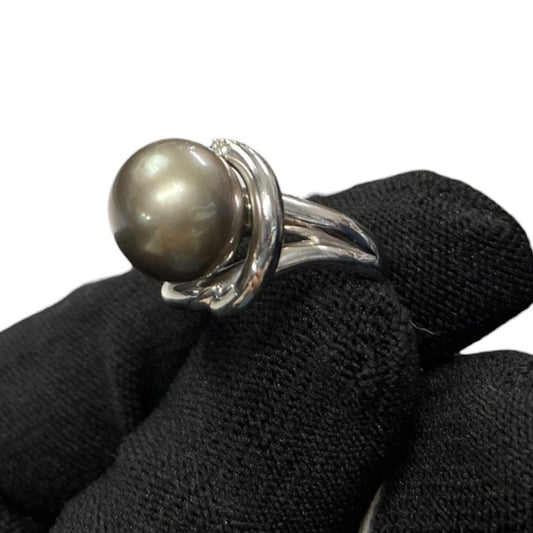 Pearl Platinum Diamond Ring