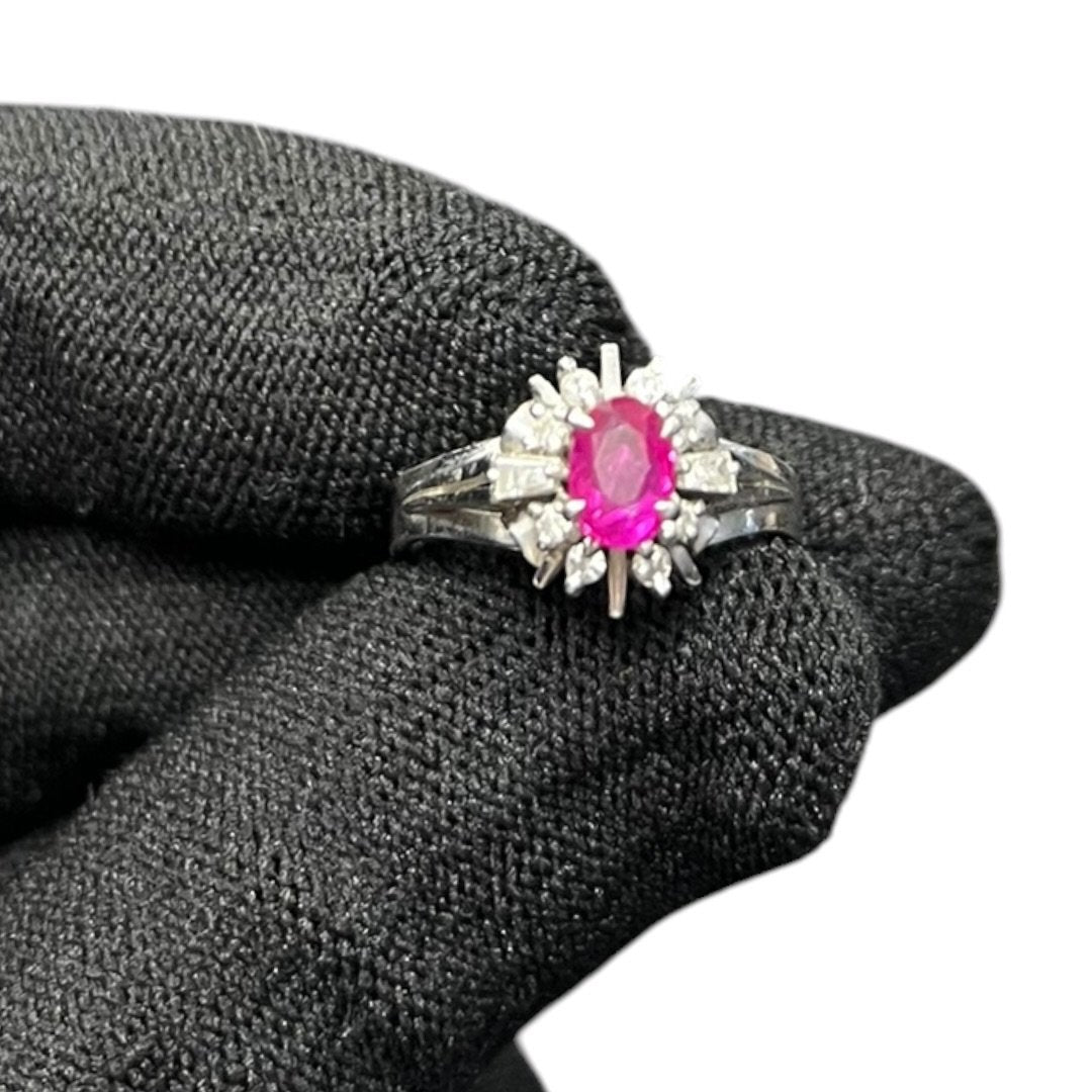 Platinum Ruby Pink Sapphire Diamond Ring