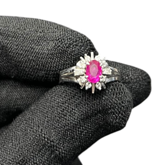 Platinum Ruby Pink Sapphire Diamond Ring