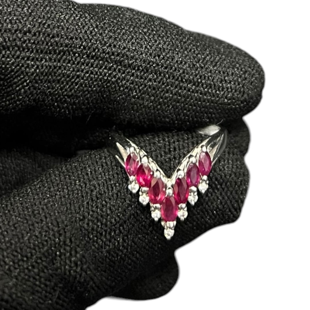 White Gold Ruby Diamond Ring