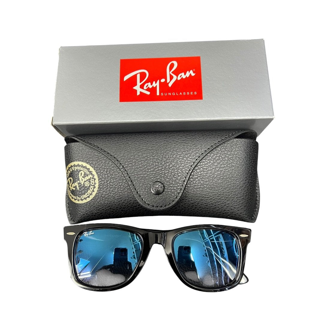 RAY-BAN Wayfarer Folding Black Blue Mirrored